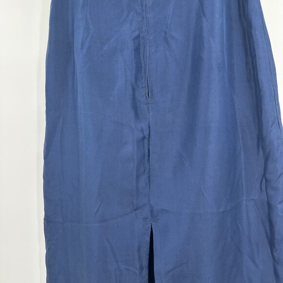 Margos Womens Silk Midi Skirt 7/8 Fringe Boho Festival Western Blue - Picture 3 of 8